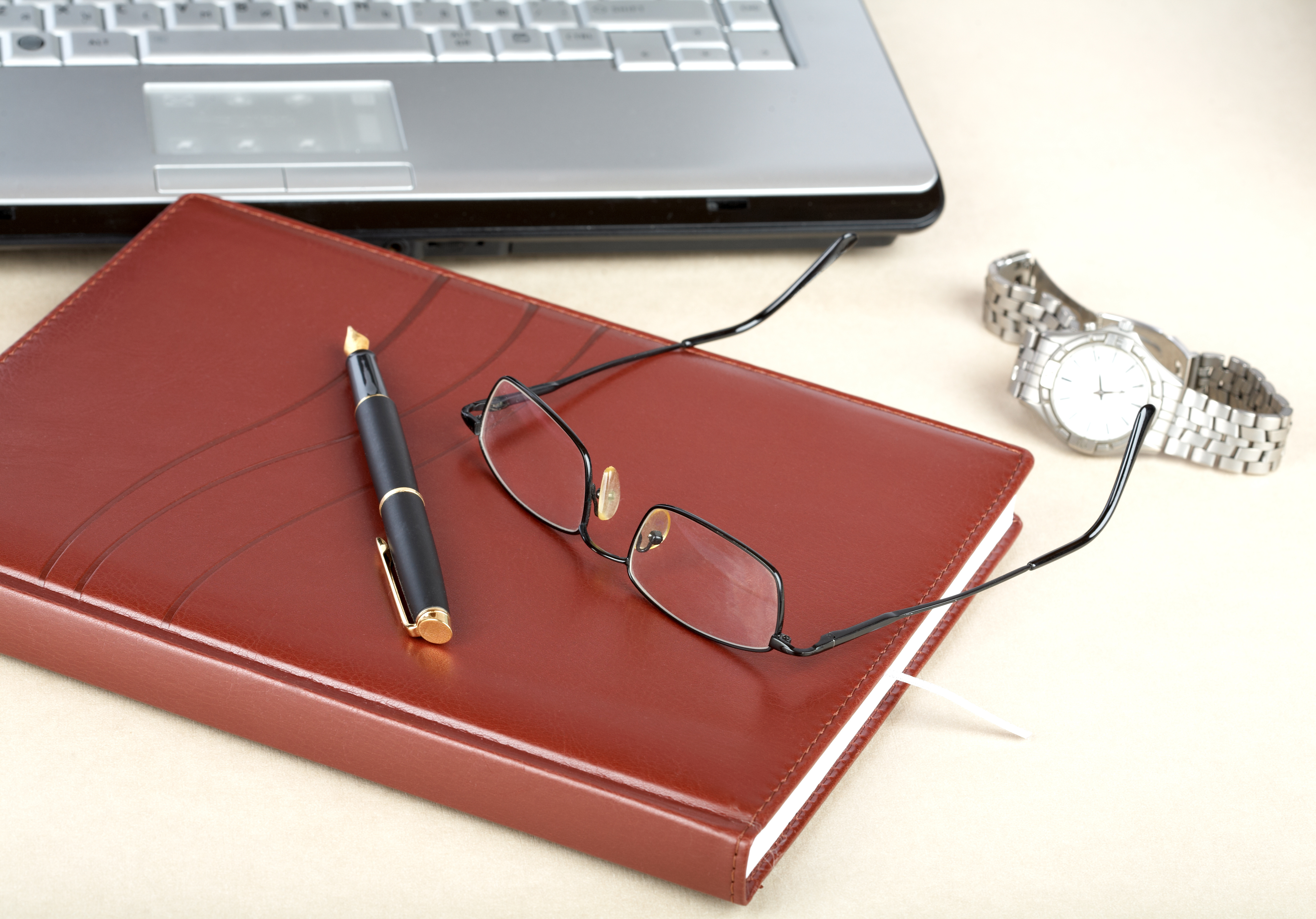 Red leather notebook
